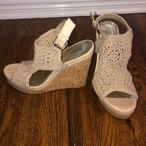 Audrey Brooke Knit Nude Wedges